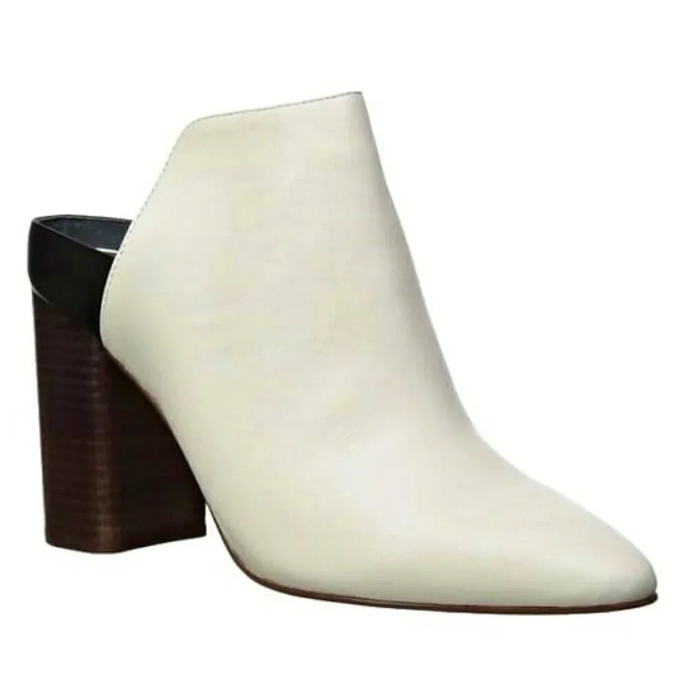 Dolce Vita Women's Renly White Leather Round Toe Block Heel Size 8.5 (MSRP $150)